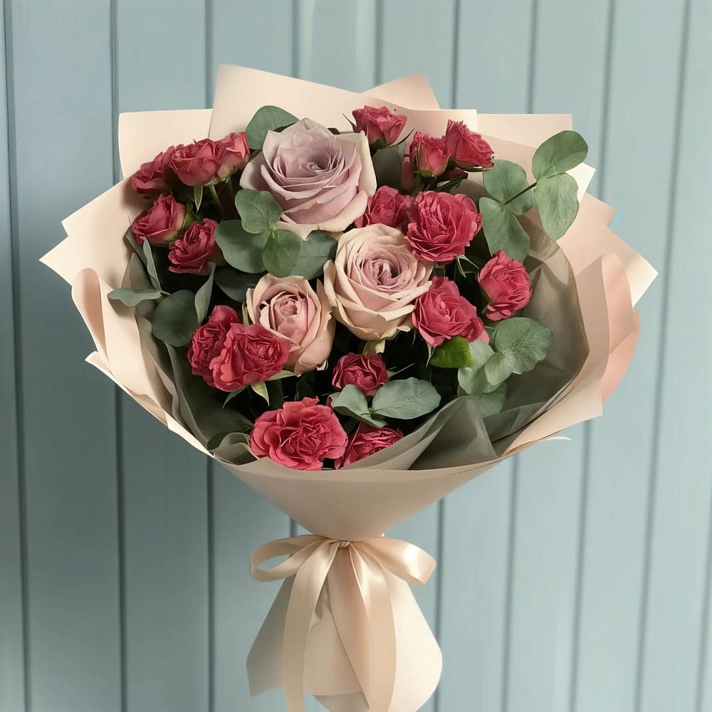 Букет цветов из: Гвоздики и Розы в Сива