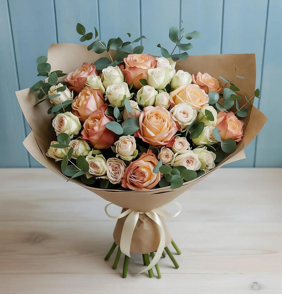 Букет цветов из: Альстромерии и Розы в Сива
