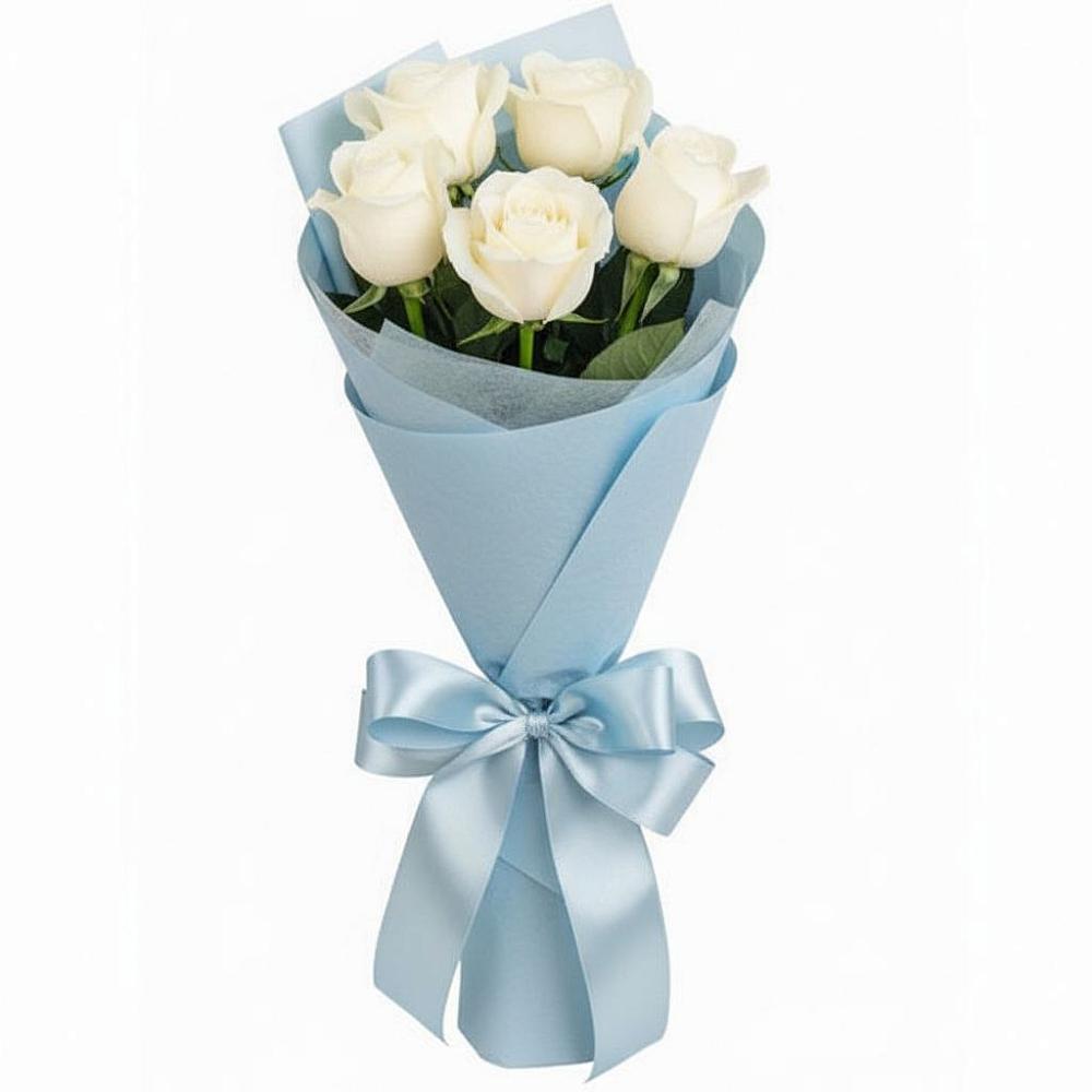 Букет 5 Белых роз Проуд в Сива