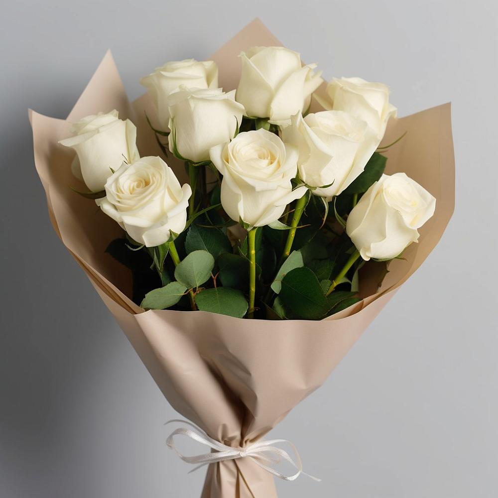 Букет 9 Белых роз Эдлесс Лав в Сива