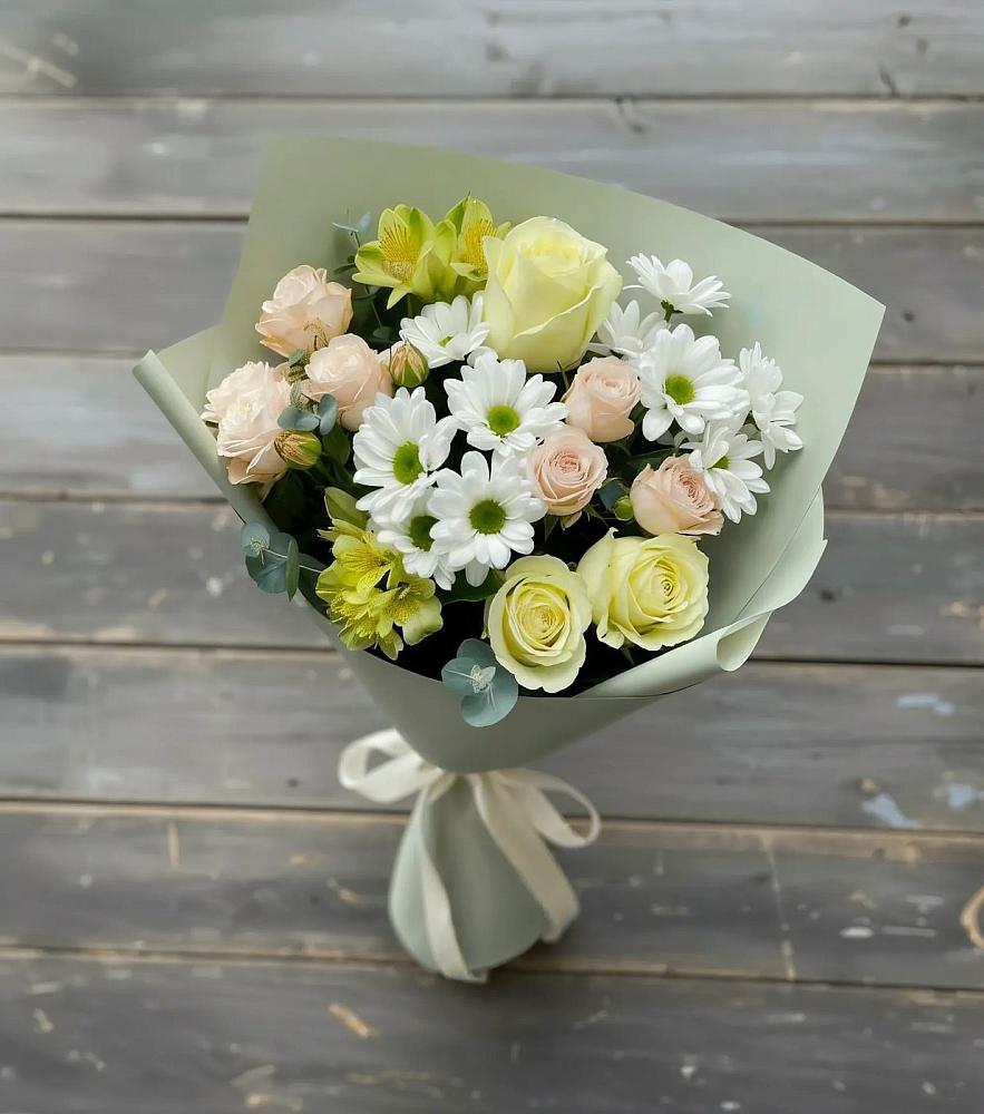Букет цветов из: Альстромерии, Розы и Хризантемы в Сива