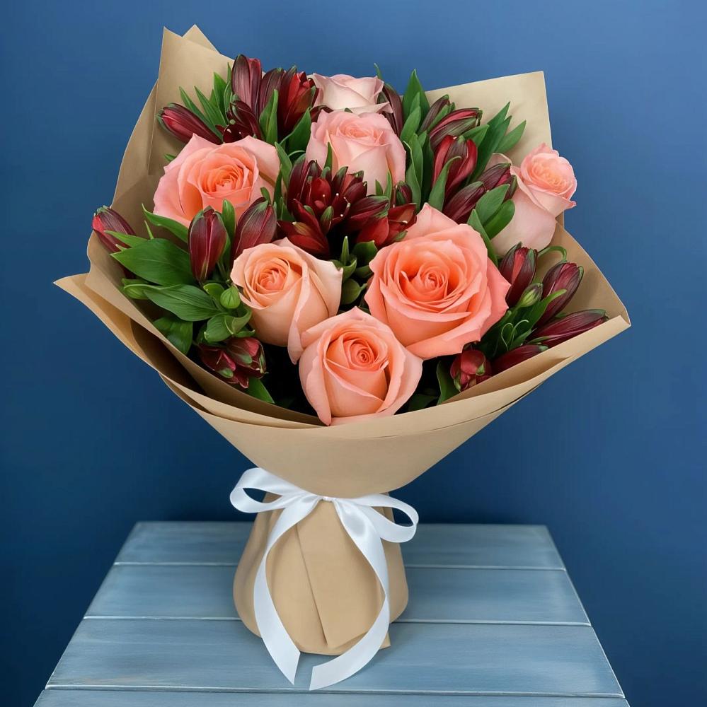 Букет цветов из: Розы и Альстромерии в Сива