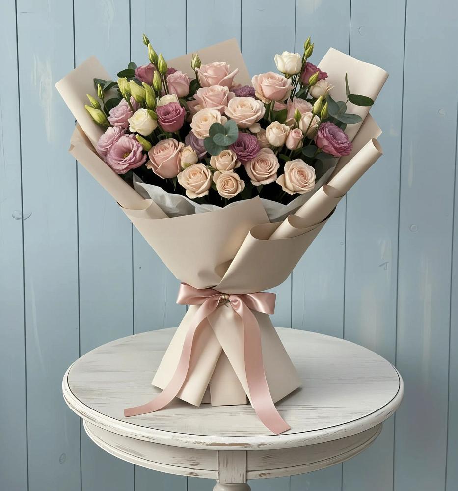 Букет цветов из: Розы и Лизиантусы в Сива