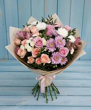 Букет цветов из:  Хризантемы, Розы и Альстромерии в Сива