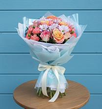 Букет цветов из:  Хризантемы и Розы #REPLACE_PRED# Сива