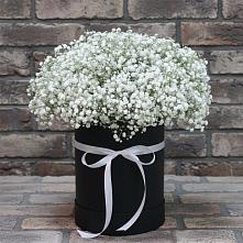 Цветочная композиция из Гипсофила в шляпной коробке в Сива